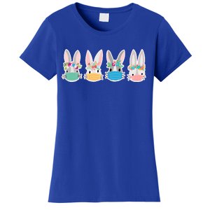 Cute Quarantined Easter Bunnies Wearing Mask Women's T-Shirt