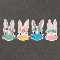 Cute Quarantined Easter Bunnies Wearing Mask Cotton Canvas Backpack