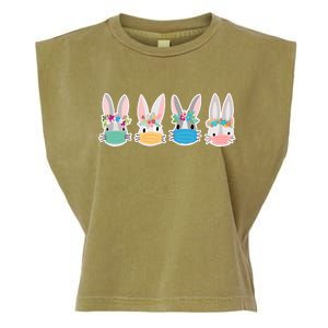 Cute Quarantined Easter Bunnies Wearing Mask Garment-Dyed Women's Muscle Tee