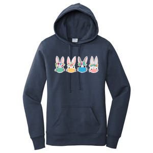 Cute Quarantined Easter Bunnies Wearing Mask Women's Pullover Hoodie