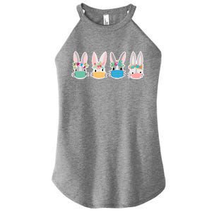 Cute Quarantined Easter Bunnies Wearing Mask Women's Perfect Tri Rocker Tank