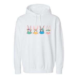 Cute Quarantined Easter Bunnies Wearing Mask Garment-Dyed Fleece Hoodie