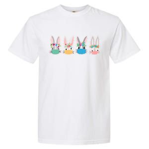 Cute Quarantined Easter Bunnies Wearing Mask Garment-Dyed Heavyweight T-Shirt