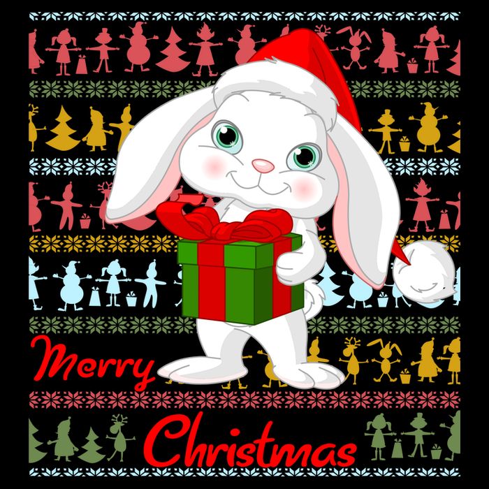 Cute Rabbit Ugly Christmas Sweater Button
