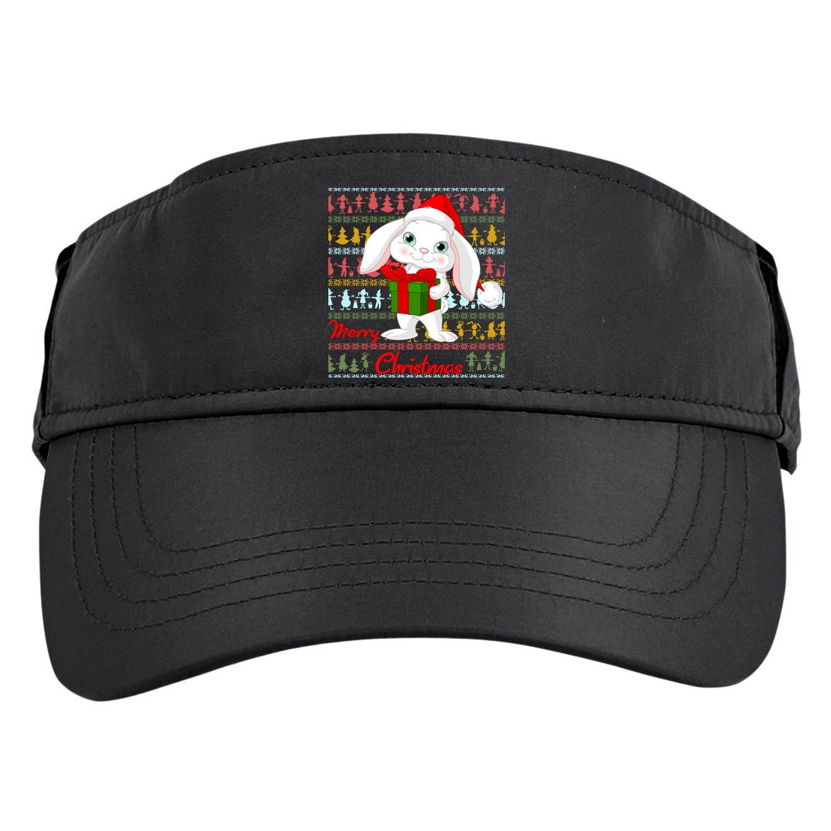 Cute Rabbit Ugly Christmas Sweater Adult Drive Performance Visor