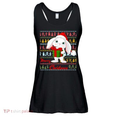 Cute Rabbit Ugly Christmas Sweater Ladies Essential Flowy Tank