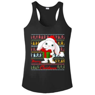 Cute Rabbit Ugly Christmas Sweater Ladies PosiCharge Competitor Racerback Tank