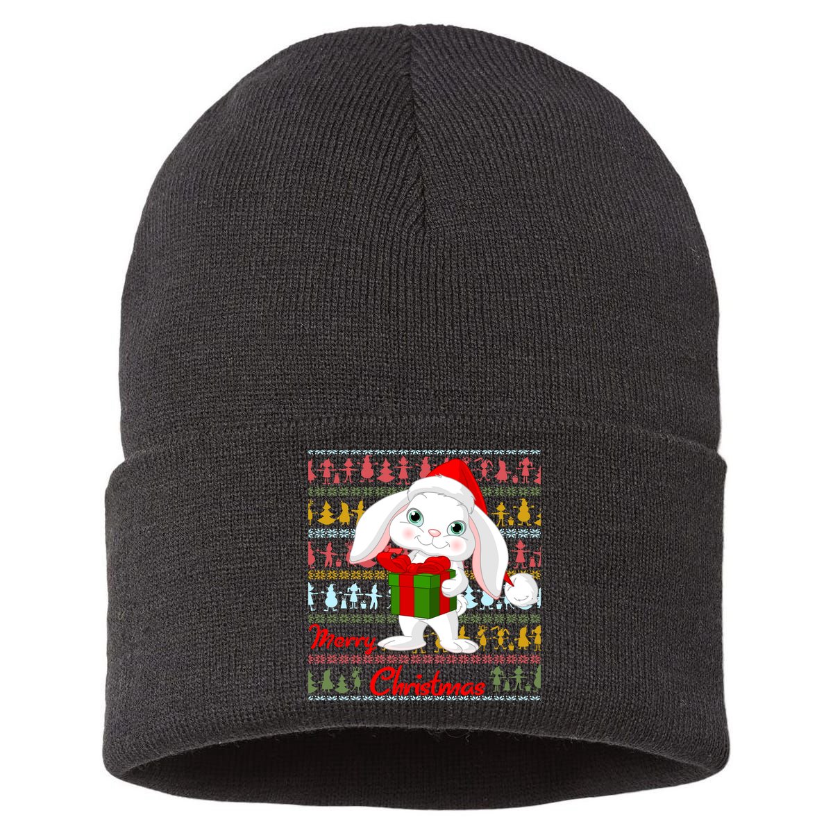 Cute Rabbit Ugly Christmas Sweater Sustainable Knit Beanie