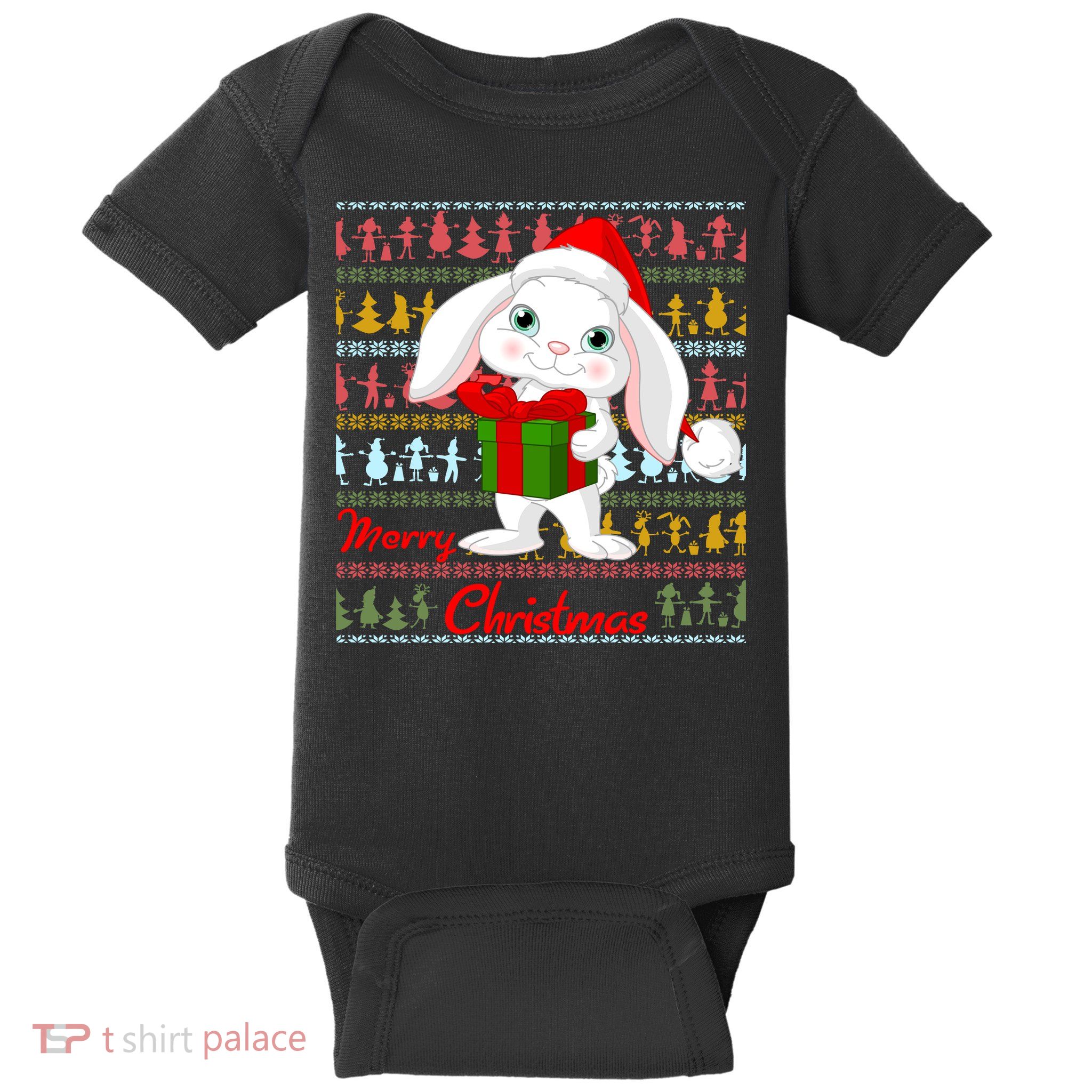 Cute Rabbit Ugly Christmas Sweater Baby Bodysuit