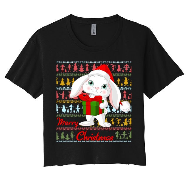 Cute Rabbit Ugly Christmas Sweater Crop Top