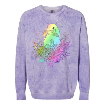 Cute Rainbow Pastel Easter Bunny Colorblast Crewneck Sweatshirt