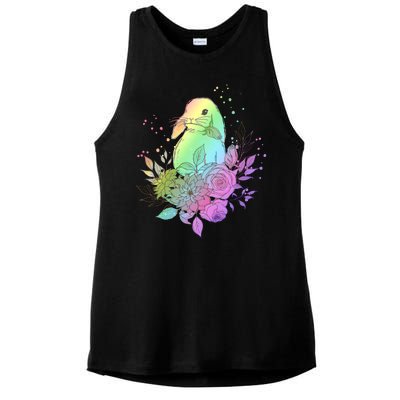 Cute Rainbow Pastel Easter Bunny Ladies PosiCharge Tri-Blend Wicking Tank