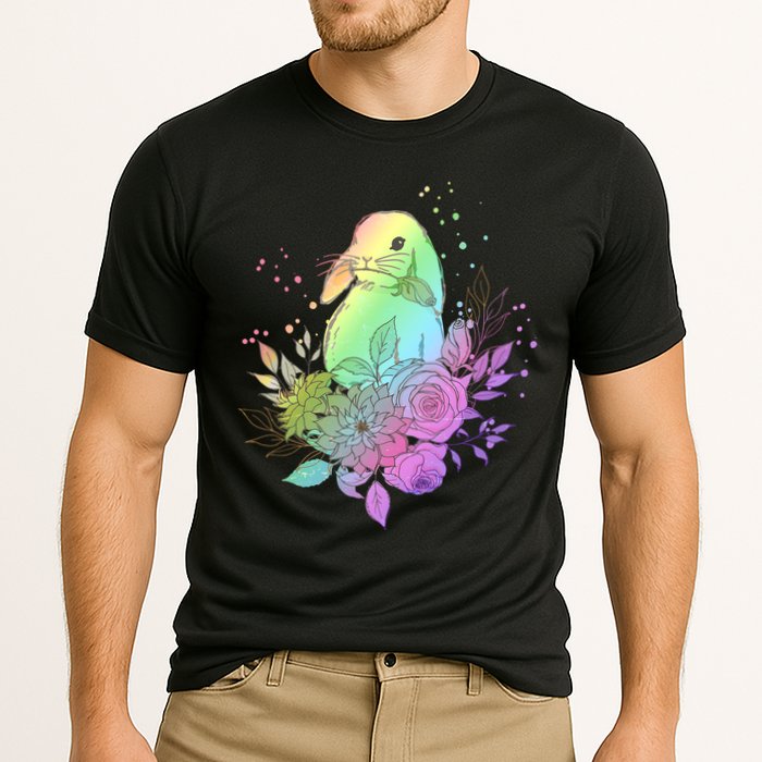 Cute Rainbow Pastel Easter Bunny Cooling Performance Crew T-Shirt