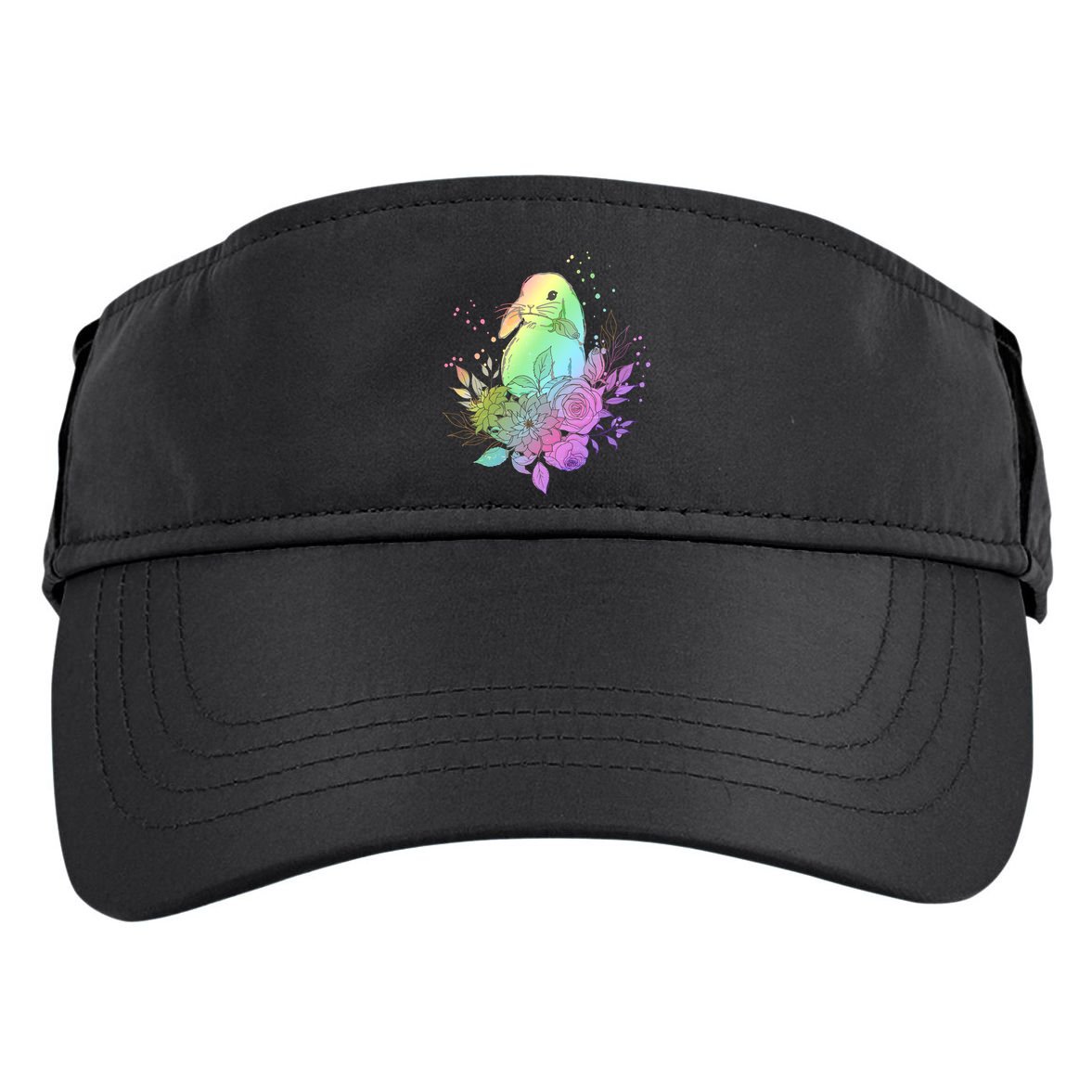 Cute Rainbow Pastel Easter Bunny Adult Drive Performance Visor