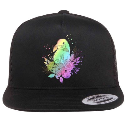 Cute Rainbow Pastel Easter Bunny Flatbill Hat