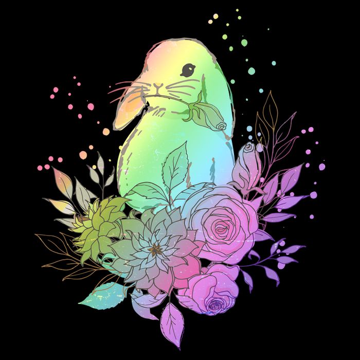 Cute Rainbow Pastel Easter Bunny Flat Bill Trucker Hat