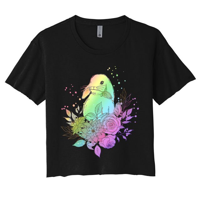 Cute Rainbow Pastel Easter Bunny Crop Top