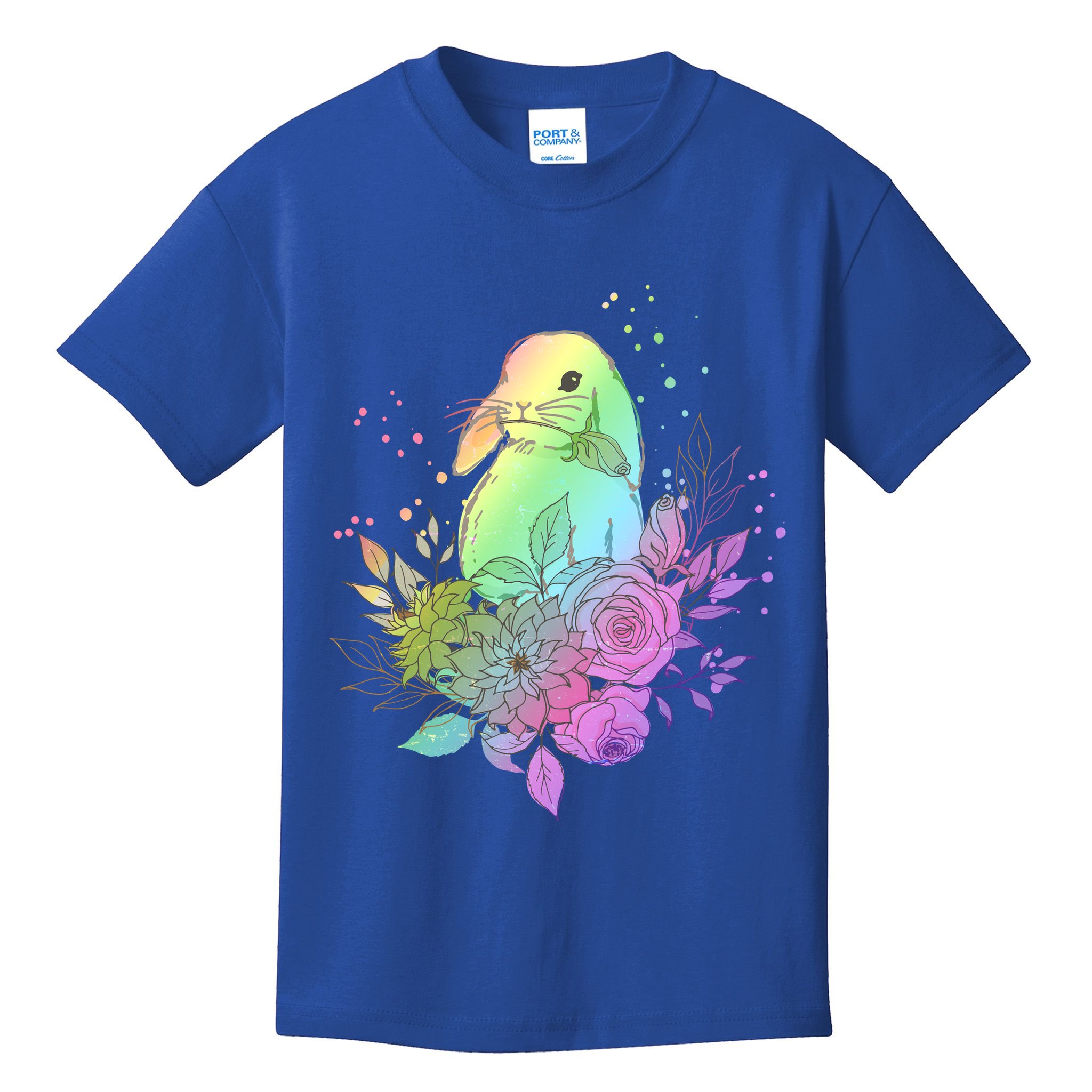 Cute Rainbow Pastel Easter Bunny Kids T-Shirt