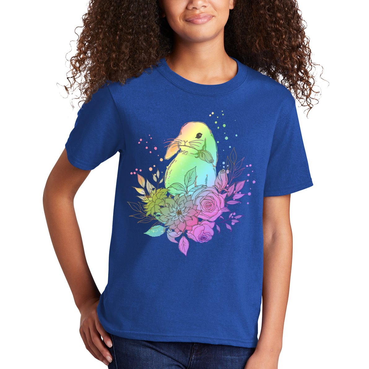 Cute Rainbow Pastel Easter Bunny Kids T-Shirt