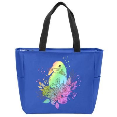 Cute Rainbow Pastel Easter Bunny Zip Tote Bag