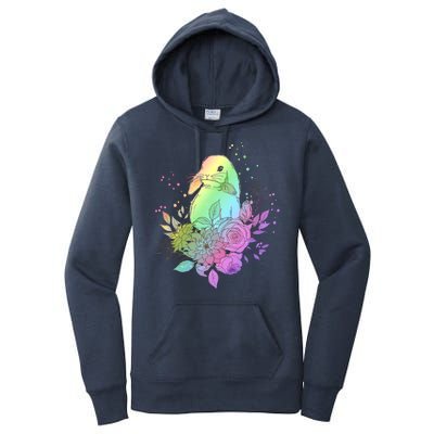 Cute Rainbow Pastel Easter Bunny Women's Pullover Hoodie