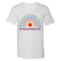 Cute Rainbow Teacher Life #teacherlife V-Neck T-Shirt