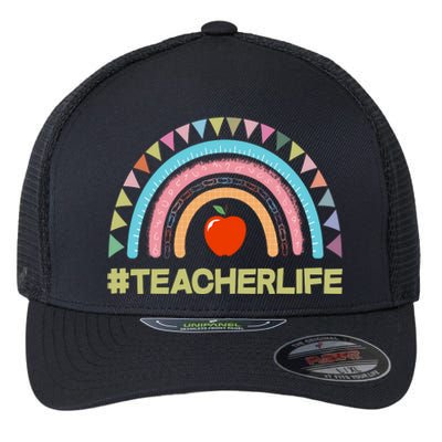 Cute Rainbow Teacher Life #teacherlife Flexfit Unipanel Trucker Cap