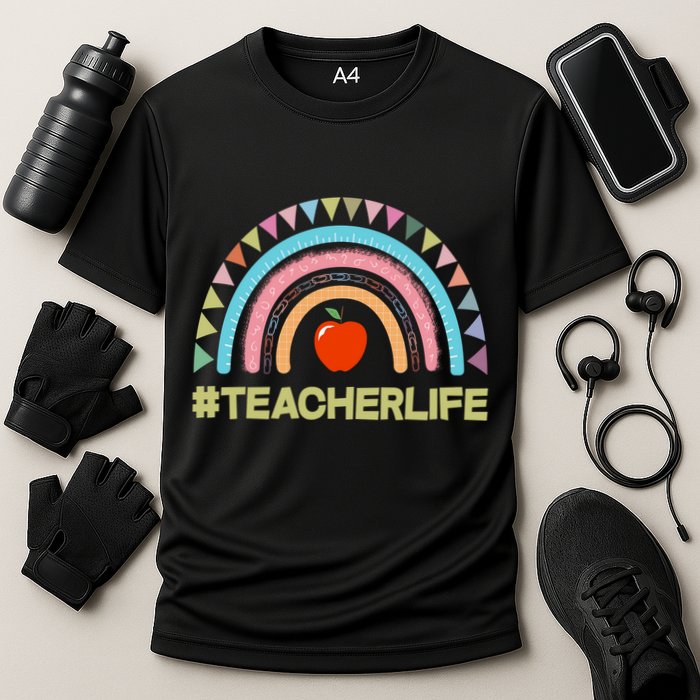 Cute Rainbow Teacher Life #teacherlife Performance Shirt