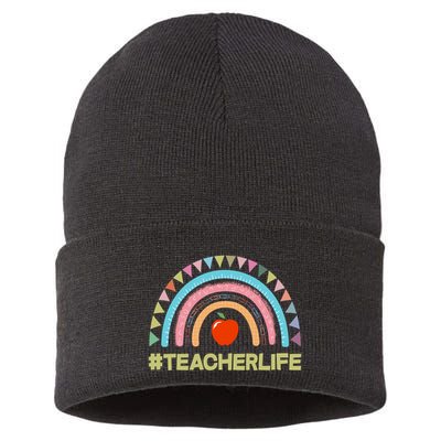 Cute Rainbow Teacher Life #teacherlife Sustainable Knit Beanie