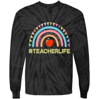 Cute Rainbow Teacher Life #teacherlife Tie-Dye Long Sleeve Shirt