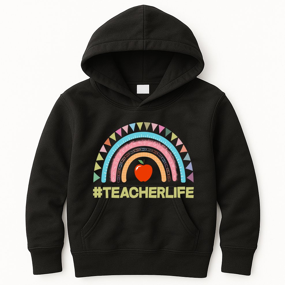 Cute Rainbow Teacher Life #teacherlife Kids Hoodie