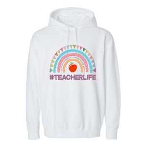 Cute Rainbow Teacher Life #teacherlife Garment-Dyed Fleece Hoodie