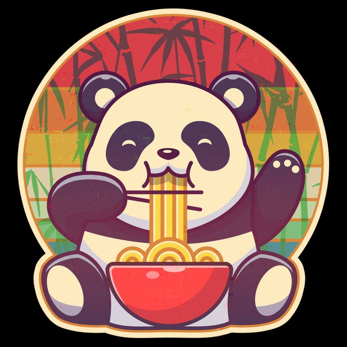 Cute Retro Ramen Noodle Panda Cooling Performance Crew T-Shirt