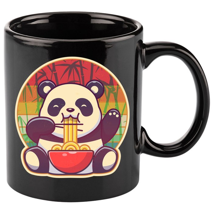 Cute Retro Ramen Noodle Panda 11oz C Handle Ceramic Mug