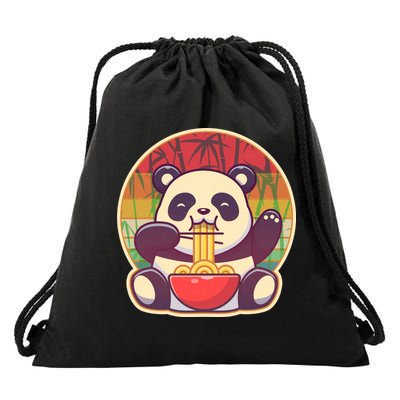 Cute Retro Ramen Noodle Panda Drawstring Bag