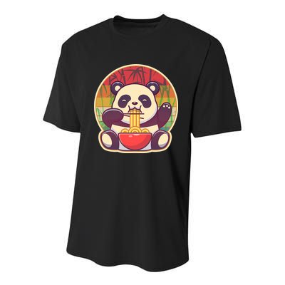 Cute Retro Ramen Noodle Panda Youth Performance Sprint T-Shirt