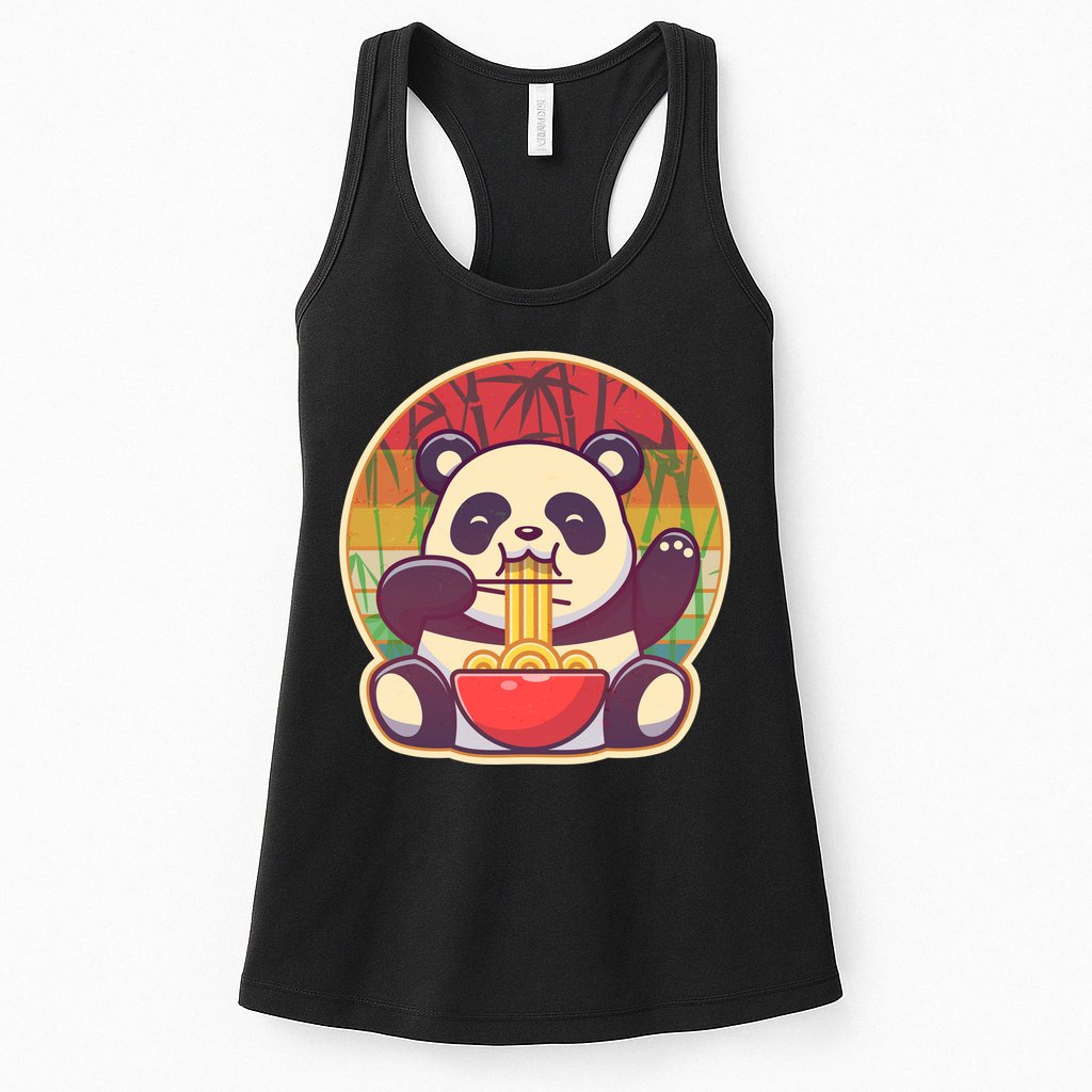 Cute Retro Ramen Noodle Panda Womens Tank Top