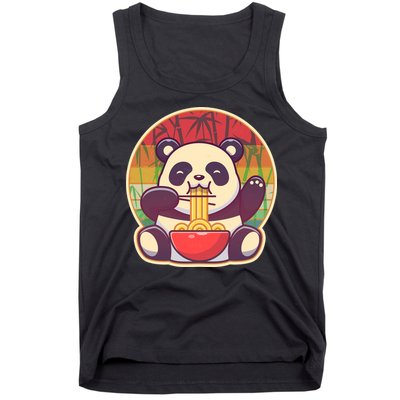 Cute Retro Ramen Noodle Panda Tank Top