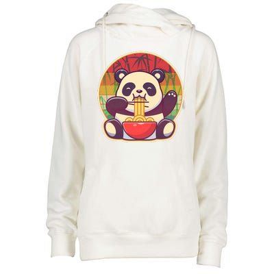 Cute Retro Ramen Noodle Panda Womens Funnel Neck Pullover Hood