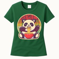 Cute Retro Ramen Noodle Panda Womens T-Shirt