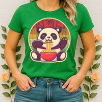 Cute Retro Ramen Noodle Panda Womens T-Shirt