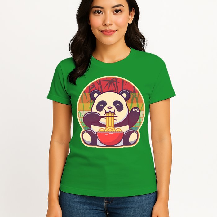 Cute Retro Ramen Noodle Panda Womens T-Shirt