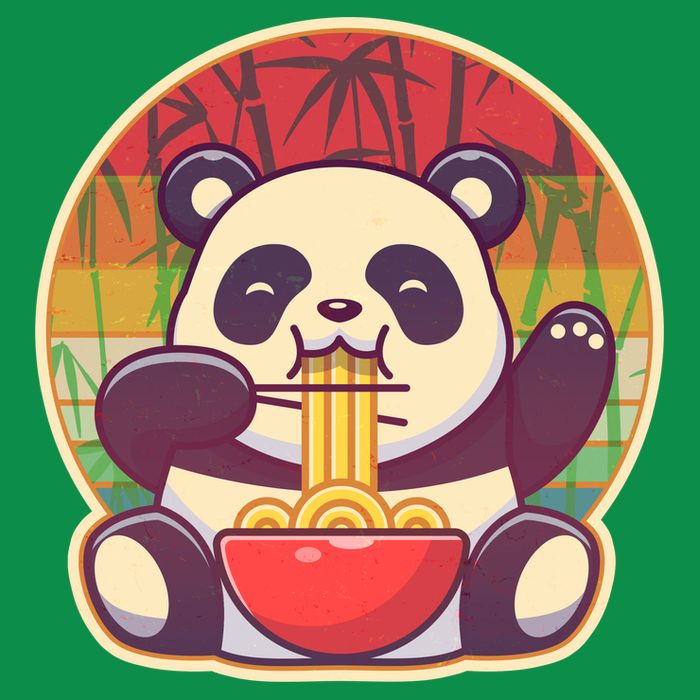 Cute Retro Ramen Noodle Panda Womens T-Shirt