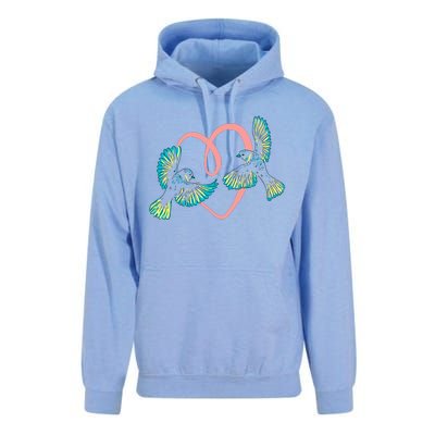 Cute Ribbon Heart Flying Birds Unisex Surf Hoodie