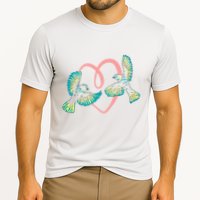 Cute Ribbon Heart Flying Birds Cooling Performance Crew T-Shirt