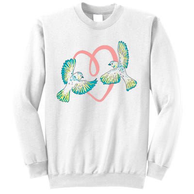 Cute Ribbon Heart Flying Birds Sweatshirt