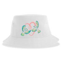 Cute Ribbon Heart Flying Birds Sustainable Bucket Hat