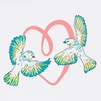Cute Ribbon Heart Flying Birds Sustainable Bucket Hat