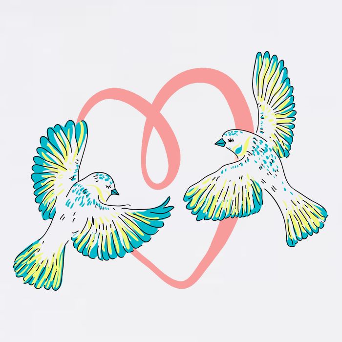 Cute Ribbon Heart Flying Birds Sustainable Bucket Hat
