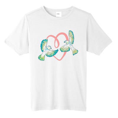 Cute Ribbon Heart Flying Birds Tall Fusion ChromaSoft Performance T-Shirt